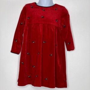 Charter Club girls red velour Scottie dog embroidered dress sz 4/4T